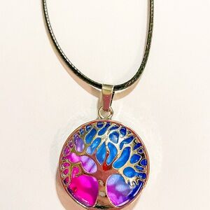 Purple & Blue Tree Of Life Pendant Necklace
